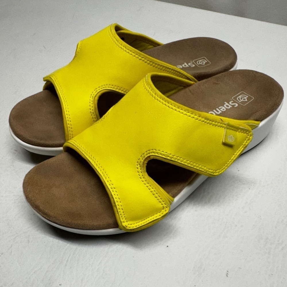 Spenco Kholo Rise Women's Size 9 Shoes Yellow Orthotic Slip On Slide Sandals